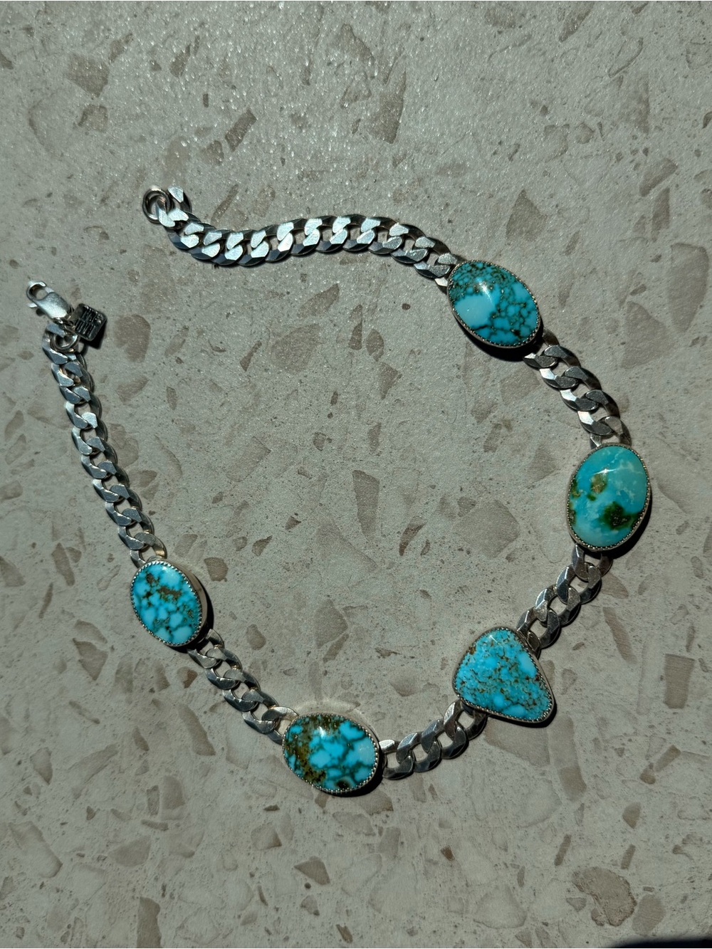 Desert gem Sterling Silver Necklace with Turquoise Stones - Blue Turquoise